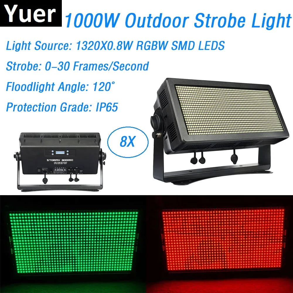 1000W Super Bright Outdoor LED Strobe Lights DMX512 Control Strobe Flash Lights RGBW Colors Dj Disco Party Stage Effect Lighting