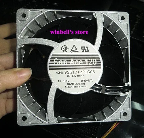 San Ace 120 120*120*38 мм 12 см вентилятор 9SG1212P1G06 12 В 4A большой воздушный вентилятор 4 провода