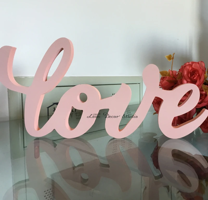 Розовый стоять самостоятельно Любовные Письма Знак Налет Подарок Украшения