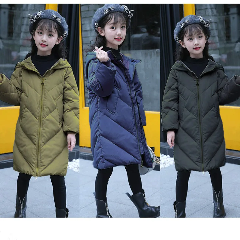 Llong/пуховое пальто для девочек на русскую зиму толстые теплые детские с меховым