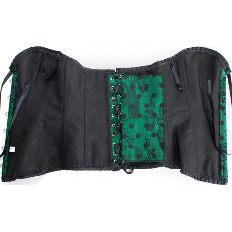 Модные Винтажные Зеленые Корсеты парча Цветочные Бюстье Корректирующее белье
