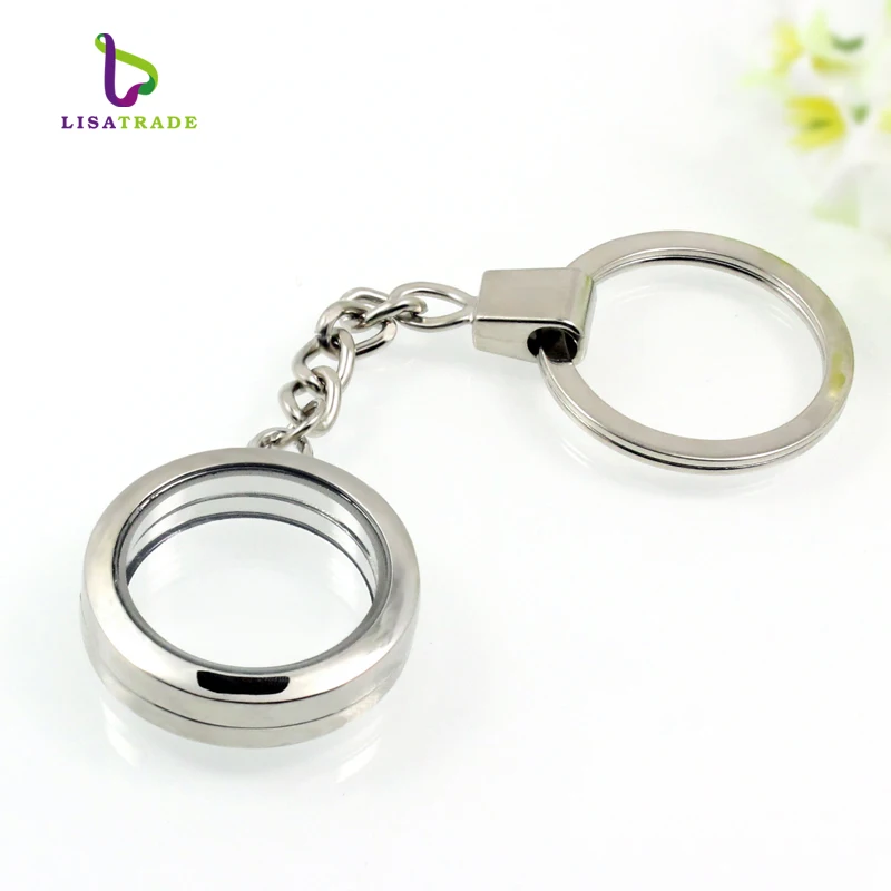 5PCS !! 30mm Round magnetic glass locket keychains floating charm 4 Colors can choose Zinc Alloy LSFK02*5 | Украшения и