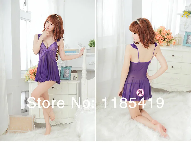 Women plus size Sexy Lingerie hot set naked Free Shipping Wholesales high quality lace babydoll sexy sleepwear Chemise | Тематическая