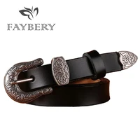 2018 new fashion cowskin belts for women genuine leather belt for woman dress black brown female waist belt carving pin buckle