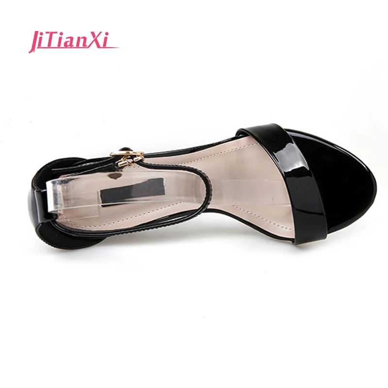 Европейской и американской моды супер высокий каблук черные туфли сандалии с