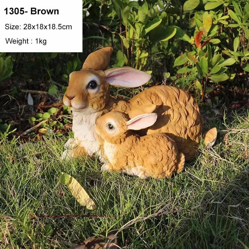 1305-Brown Милый Искусственный Кролик, украшение для дома, гостиной, украшения для сада, газон, кролик, скульптура, ремесла, миниатюрные фигурки животных, подарок - Цвет: 1305-Brown