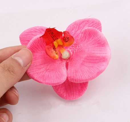 Fuschia HUADODO имитация бабочки орхидеи цветы Шелковые искусственные головки цветов для дома Свадебные украшения DIY Искусственные цветы 50 штук - Цвет: Fuschia