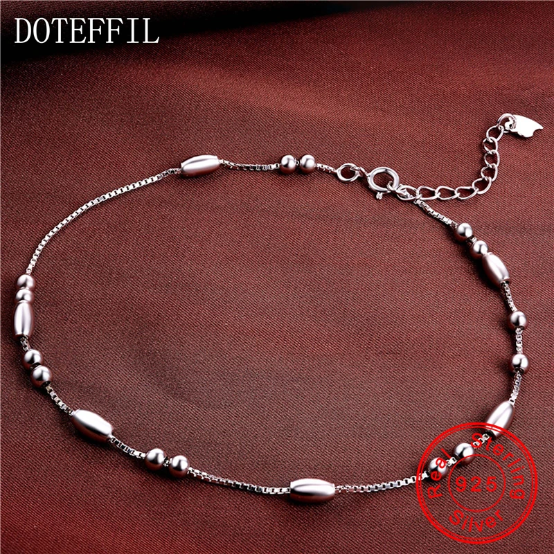 Серебряный Женский ножной браслет из серебра 925 пробы Модный кулон бисера