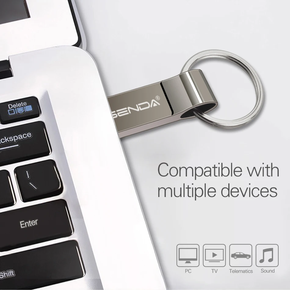 Wansenda Металлический Стальной USB флэш накопитель 4 ГБ 8 16 32 64 128 Портативный Pen Drive с