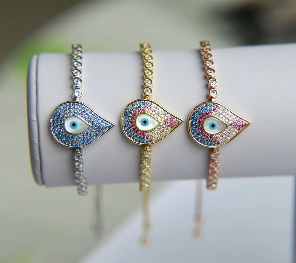 Женские браслеты-шармы розового цвета из медного золота родия тенниса