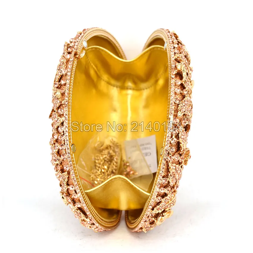 Женская сумка клатч цвета шампанского с розой элегантные блестящие женские