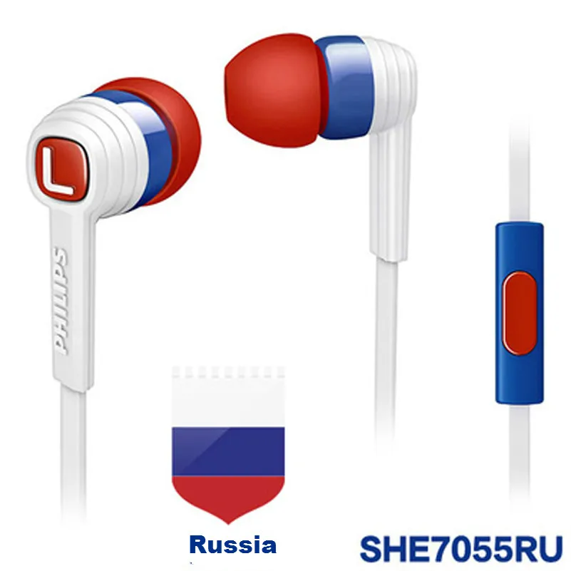 Оригинальная гарнитура Philips SHE7055 HIFI музыкальные спортивные наушники для