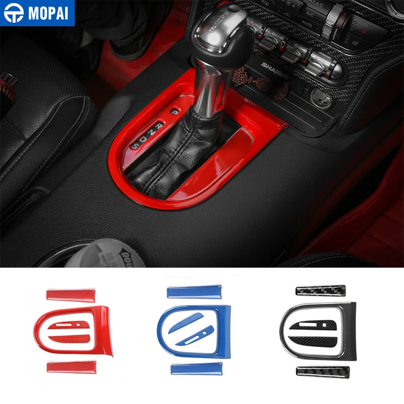 

MOPAI Interior Mouldings for Ford Mustang Car Gear Shift Panel Handle Decoration Cover Sticker for Ford Mustang 2015+ Accessory