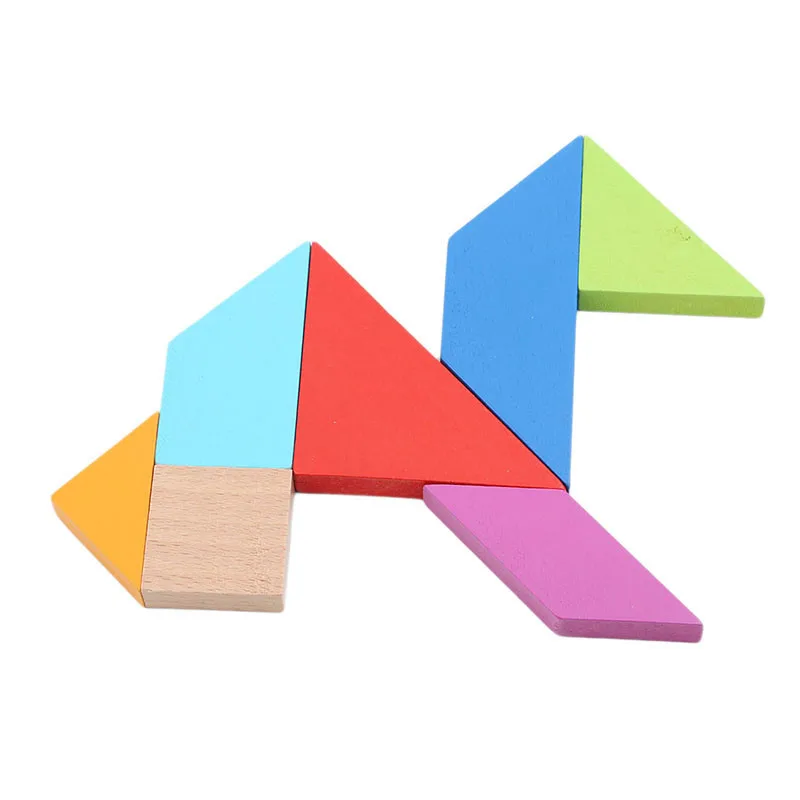 Деревянная головоломка Tangram из 7 частей красочная квадратная для детей | Игрушки и