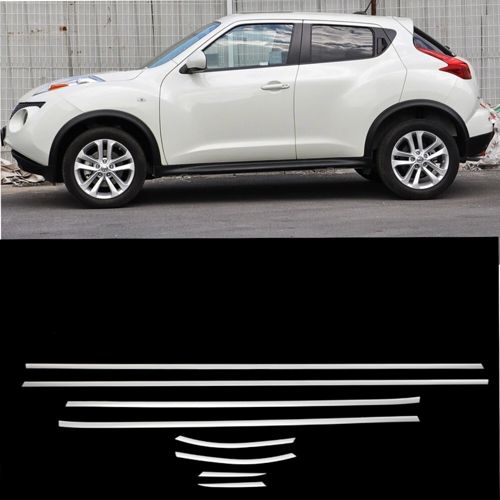 8pcs SUS304  Stainless Steel  Window Molding Trim Car Styling Cover Accessories For Nissan Juke 2010-2016