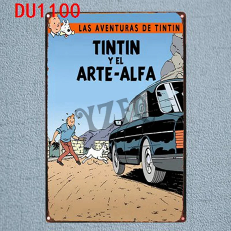 Tintin мультфильм жестяная вывеска металлическая пластина настенная паба детская комната Домашний декор вечерние винтажные железные плакаты куадро DU-1262