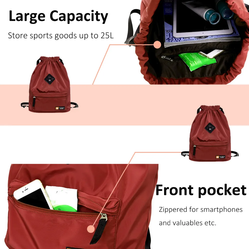 Женская нейлоновая Водонепроницаемая спортивная сумка рюкзак на шнурке женская