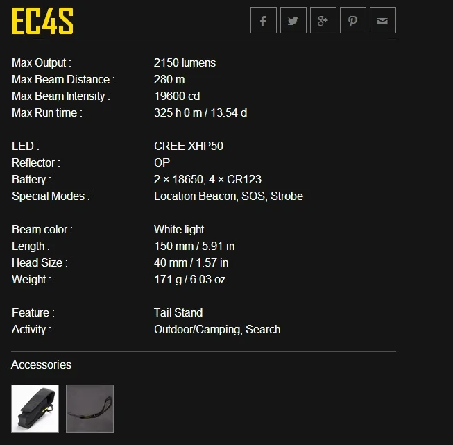 Nitecore EC4S чехол цельный фонарик 2150 Люмен CREE XHP50 светодиодный фонарик водонепроницаемый светодиодный фонарь высокая производительность