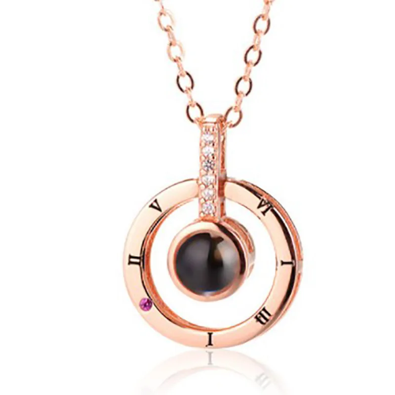 necklace 1 Unfade цветок Роза шкатулка с сюрпризом 100 языков я люблю тебя ожерелье необычный подарок для матери подруги - Цвет: necklace 1