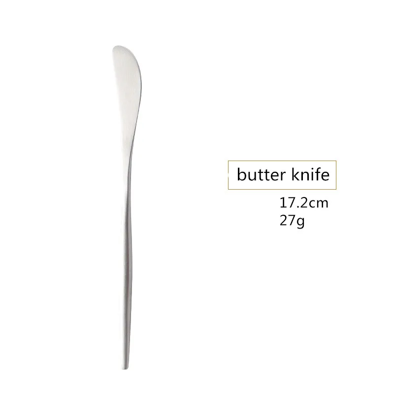 butter knife Набор столовых приборов Десертные Вилки Ножи Ложки палочки для еды нержавеющая сталь столовое серебро стейк посуда матовые серебряные столовые приборы посуда - Цвет: butter knife