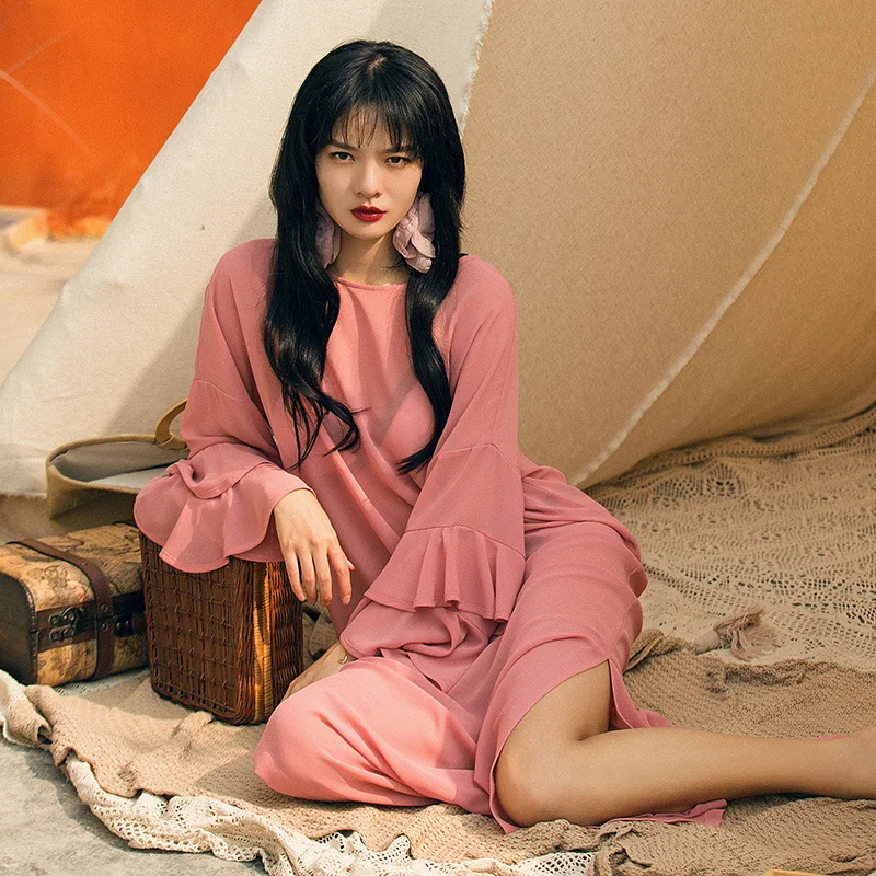 VERRAGEE женское новое летнее 2019 Ретро длина до пола розовое длинное платье нежный