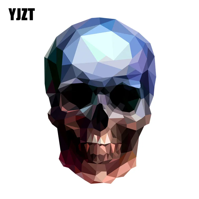 YJZT 11.2CM*16.6CM Creative Geometric Skull Car Sticker Helmet Motorcycle Decal 6-2319 | Stickers