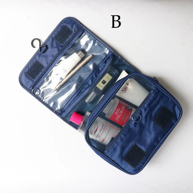 navy blue B Новая портативная дорожная косметическое хранение макияжа сумка складной висячий чехол для туалетных принадлежностей сумка-Органайзер для мытья сумка для хранения подвесная сумка - Цвет: navy blue B