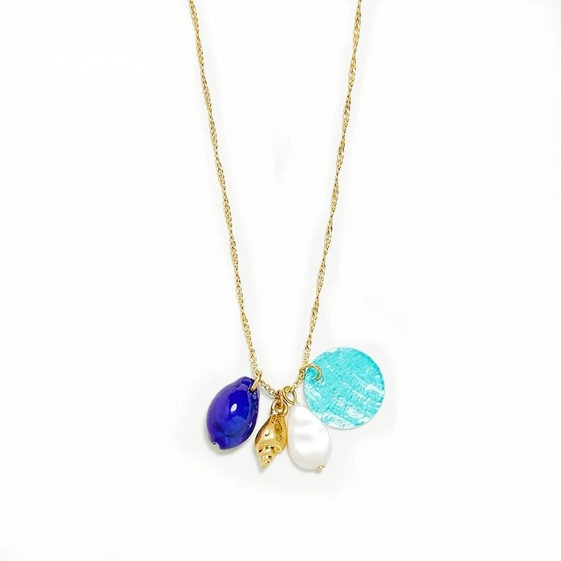 KOMi 20Styles Bohemian Natural Stone Pearls Collar Pendant Necklace for Women Ethnic Chokers Shell Chain Statement Necklace Gift
