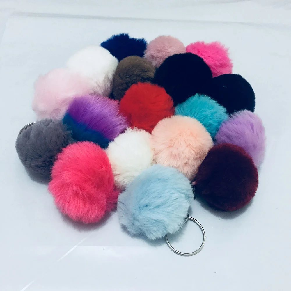 17 Colors New 4cm Mini Lovely Fluffy Rabbit Fur Ball Key Chain Pompom Artificial Keychain Women Car Bag Ring | Украшения и