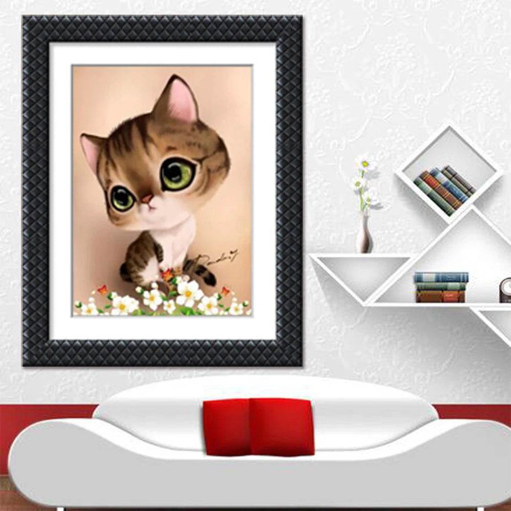 40*30 см Алмазная картина 5D DIY вышивка полная круглая дрель кошка домашний декор