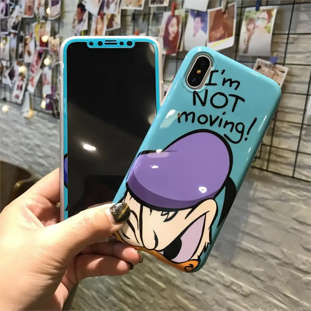 Для iPhone 6 Plus/6s/7/8 Plus X XR XS Max мягкий чехол для телефона+ спереди Экран протектор Закаленное Стекло