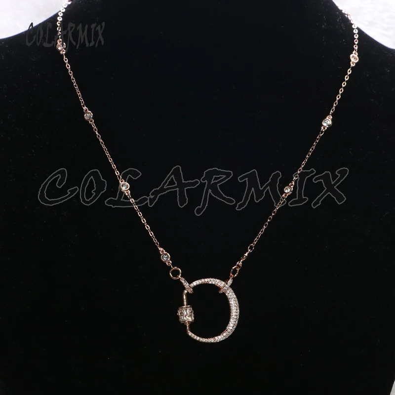 3 шт Оптовая торговля циркон кулон ожерелье розовое золото цвет металла высокое