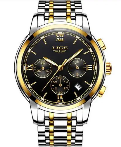 gold black S LIGE, новые модные женские часы, женские Бизнес Топ брендовые полностью стальные водонепроницаемые кварцевые часы для девушек, часы Relogio Feminin - Цвет: gold black S