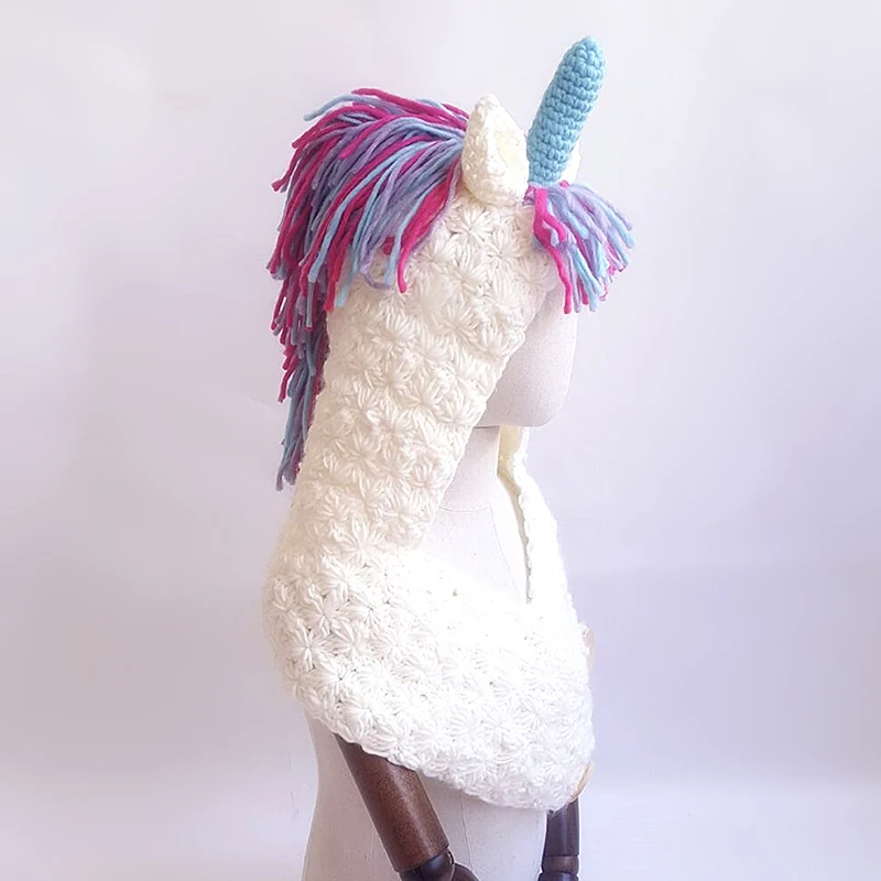 Модный детский зимний шерстяной шарф для девочек с единорогом Детская накидка