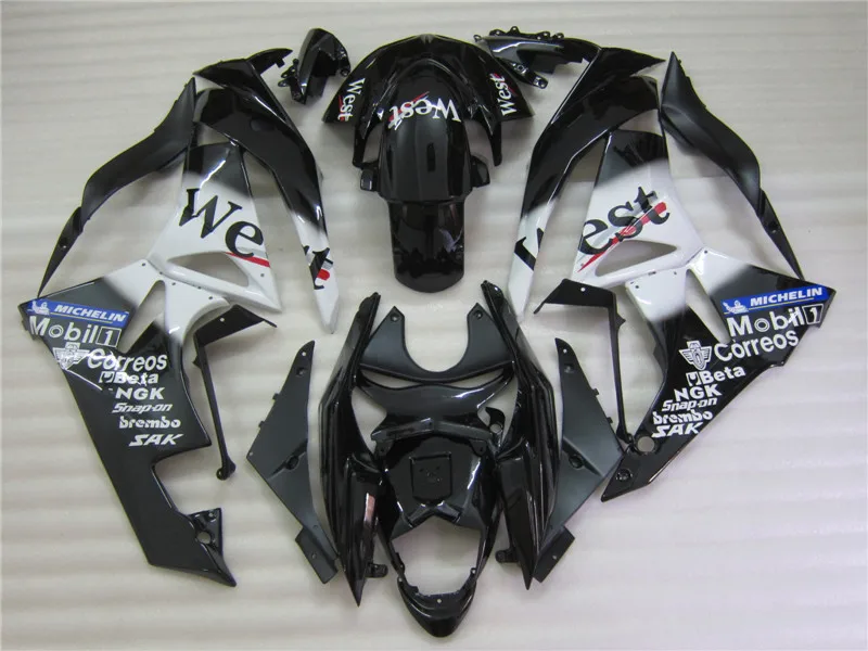 Бесплатная Настройка комплектов обтекателей для Kawasaki ZX 6R 2009 2010 2011 NINJA zx6r 09-12 Белый