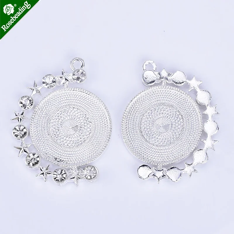 Двухсторонняя круглая подвеска из цинкового сплава пустая оправа со стразами