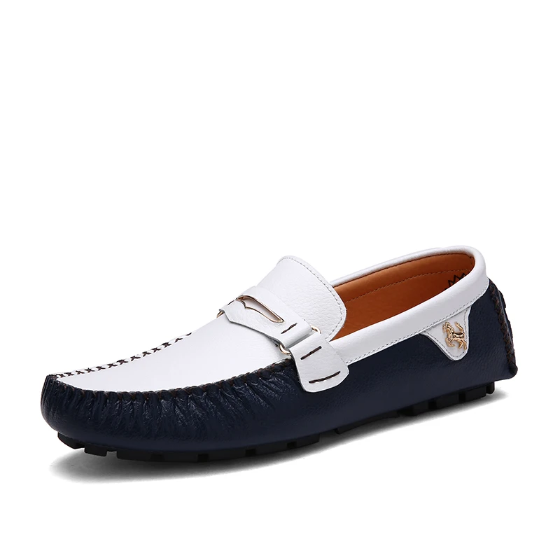 GOXPACER Four Seasons Shoes Men Loafers Horse Logo Casual Genuine Leather Flats Fashion Male All Match Comfortable | Обувь