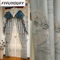 european luxury villa 3d jacquard relief blackout curtains for living room royal custom curtains for bedroomkitchen window