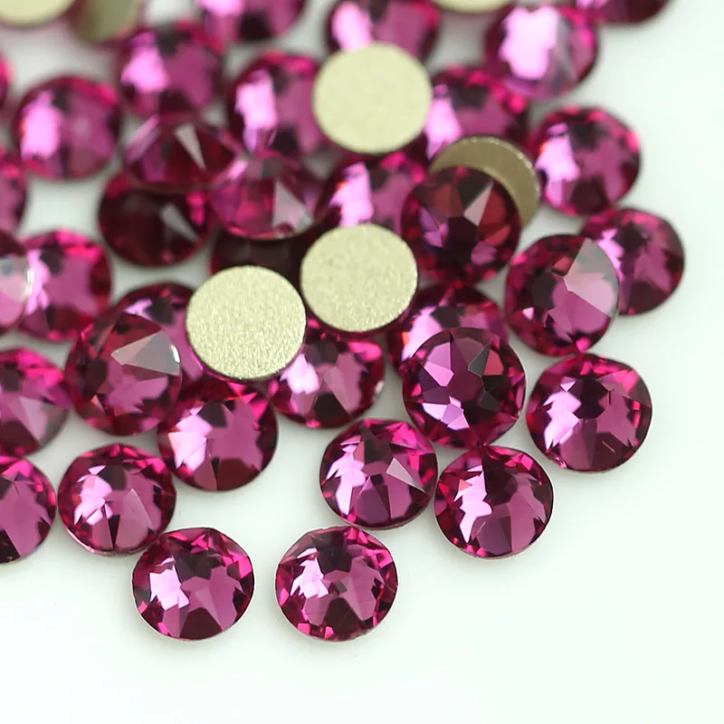 fuchsia QIAO 8 big+ 8 small Cut Facets не горячей фиксации хрустальные стразы, стекло высшего качества Стразы, каменные кристаллы AB Клей на одежду - Цвет: fuchsia