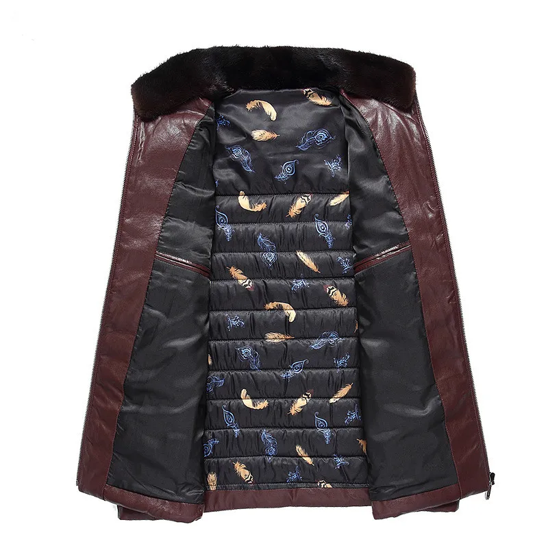 

KMETRAM 2020 Fashion Winter Men's Duck Down Jacket PU Leather Men Velvet Fur Jacket Down Parka Outwear parka pluma hombre HH198