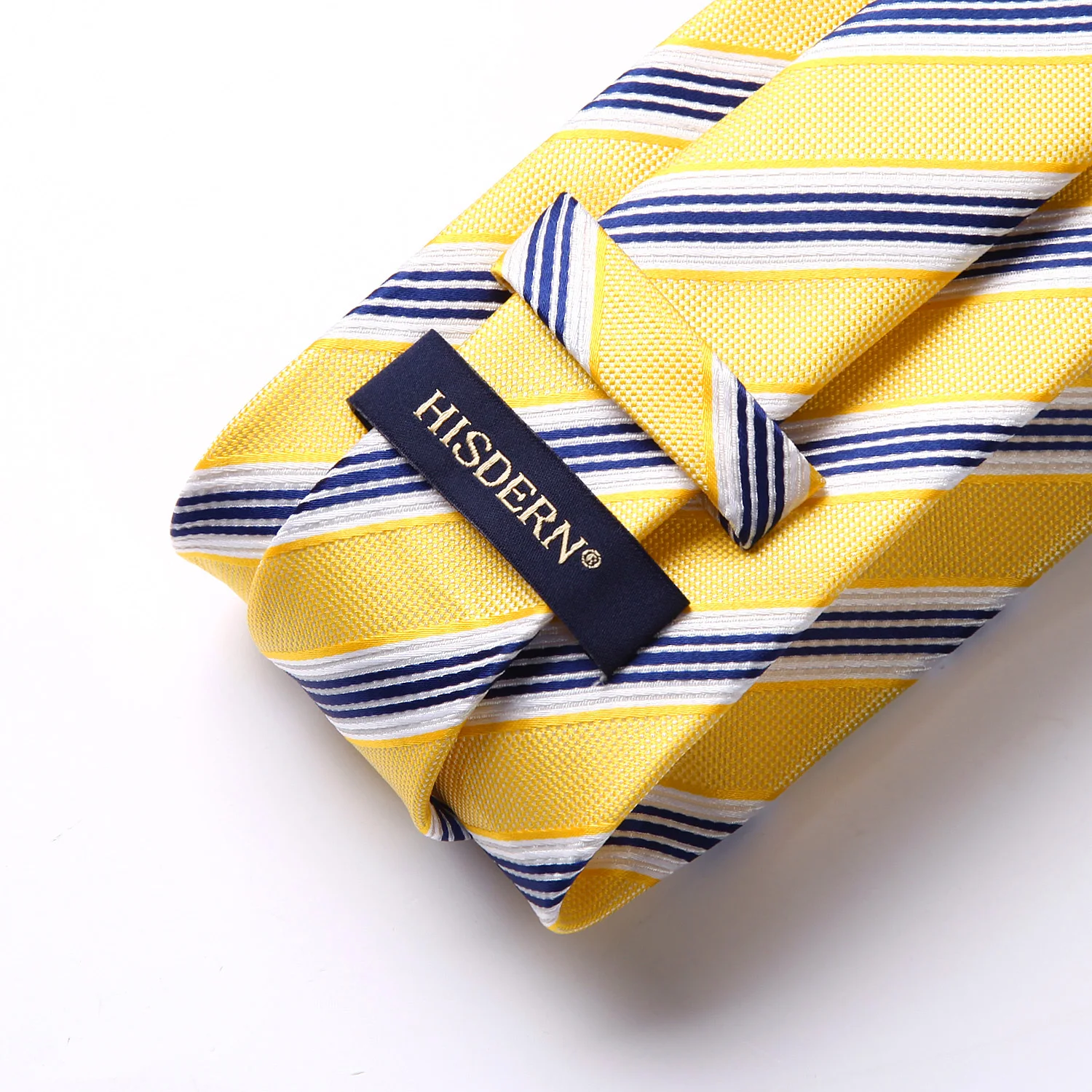 Тканый мужской желтый синий галстук в полоску Набор платков и галстуков # TS727Y8S