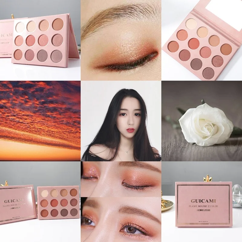 12 цветов Палитра теней для век мерцающий матовый блеск макияж тени пигментов