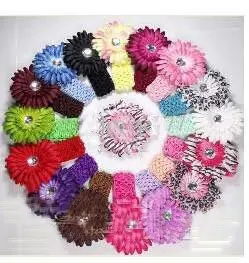 Бесплатная доставка 4 дюйма Гербера цветок заколка для волос с бантом + 1 5