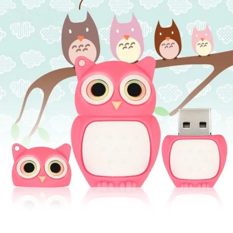 Usb флэш накопитель с мультяшным 2 0 диском 64 Гб/32 ГБ флеш USB изображением совы 128 usb