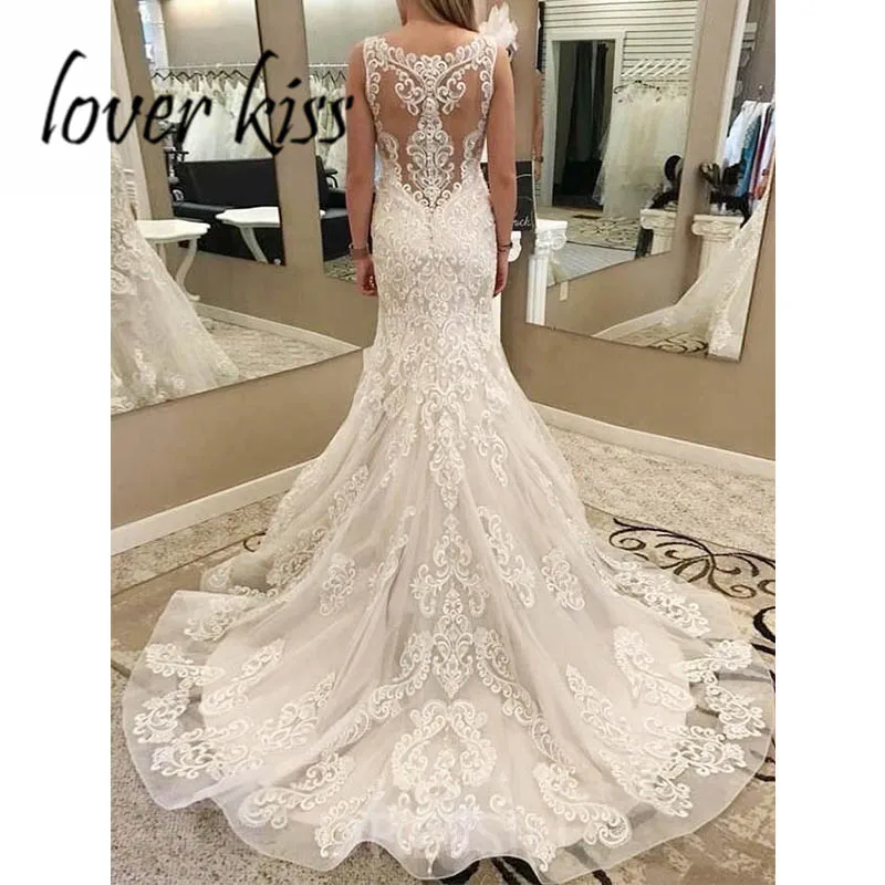 Lover Kiss Vestido De Noiva Роскошные тонкие пляжные свадебные платья русалки с бретельками кружевные и кружевные свадебные платья сексуальный халат de marie