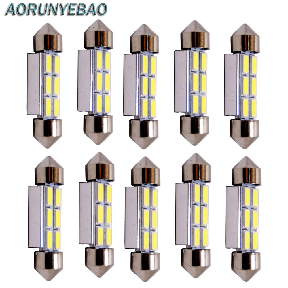

AORUNYEBAO 10 шт. Белый светодиодный Canbus Festoon лампа 31 мм 36 мм 39 мм 41 мм без ошибок C5W C10W 5630SMD 6 светодиодов лампа купольная лампа для чтения 12 В