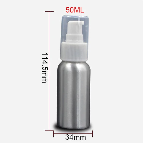 

New 50ml Aluminum Airless Pump Bottle Lotion Essence Skin Care Cream Packaging Bottles Empty Cosmetic Containers 20pcs/lot FZ135