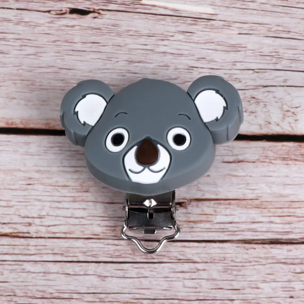 dark gray TYRY. HU 10 шт. соска клип мультфильм коала силиконовая соска держатель BPA бесплатно DIY ребенка кормящих пустышки клипы на цепи Прорезывания Зубов Бусины - Цвет: dark gray