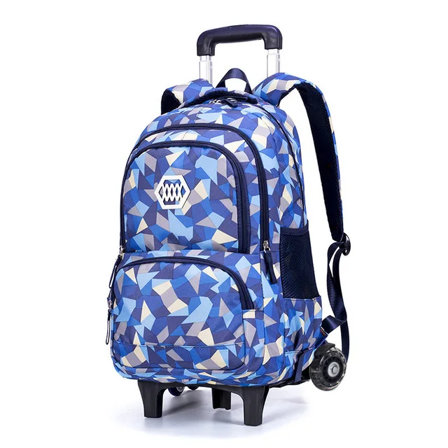 Blue Two Wheels Дорожный рюкзак для детей, для девочек, на колесиках, школьный рюкзак для начальной школы, ортопедический школьный рюкзак с колесиками; sac a dos enfant fille - Цвет: Blue Two Wheels