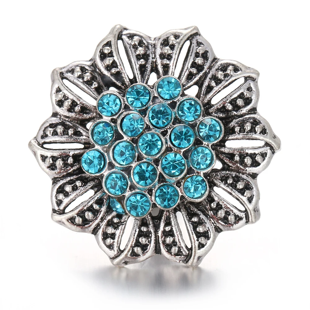 New Sunflower Snap Buttons Jewelry Vintage rhinestone crystal 18mm Button DIY Charm Fit Bracelet Bangles SB050 | Украшения и